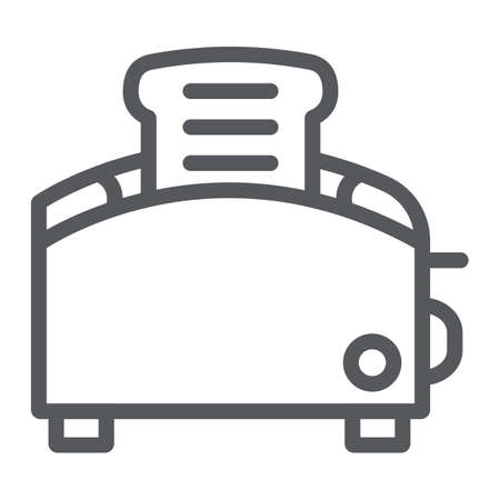 Toaster line icon, kitchen and cooking, utensil sign, vector graphics, a linear pattern on a white background.のイラスト素材