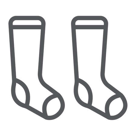Socks line icon, clothes and fashion, hosiery sign, vector graphics, a linear pattern on a white background.のイラスト素材