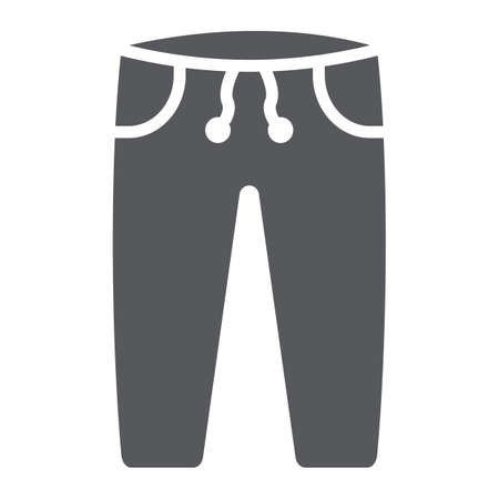 Sweatpants glyph icon, clothes and sport, pants sign, vector graphics, a solid pattern on a white background.のイラスト素材