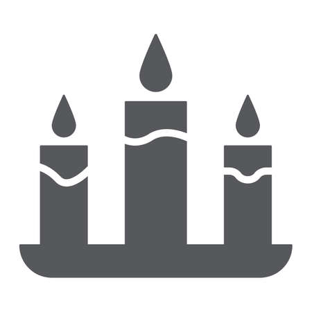 Candle glyph icon, fire and light, candlelight sign, vector graphics, a solid pattern on a white background.のイラスト素材