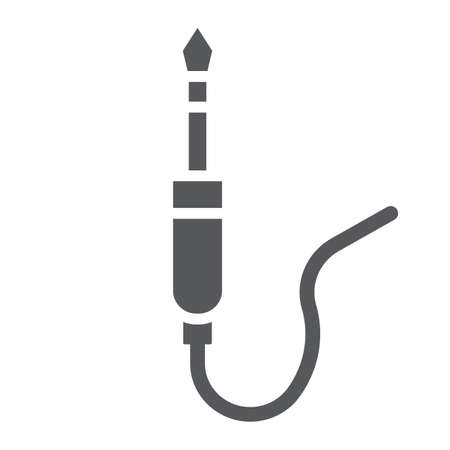 Audio jack glyph icon, wire and equipment, jack cable sign, vector graphics, a solid pattern on a...