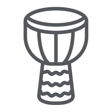 Djembe line icon, music and instrument, drum sign, vector graphics, a linear pattern on a white background.のイラスト素材