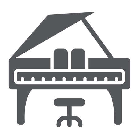 Piano glyph icon, music and sound, keyboard musical instrument sign, vector graphics, a solid pattern on a white background.のイラスト素材