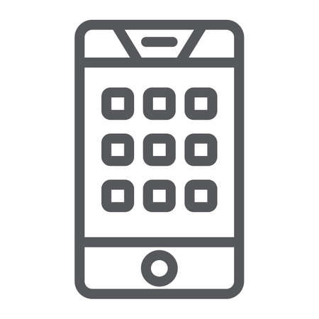 Dial number on phone line icon, mobile and call, keypad on smartphone sign, vector graphics, a linear pattern on a white background.のイラスト素材