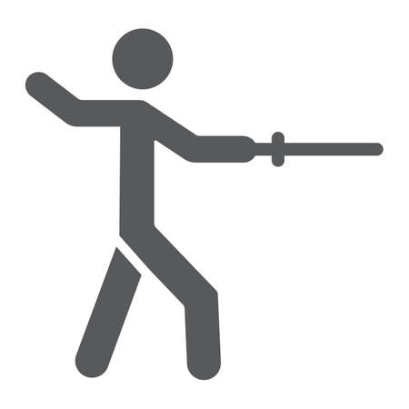 Man fencing glyph icon, sport and fighting, fencer sign, vector graphics, a solid pattern on a white background.のイラスト素材