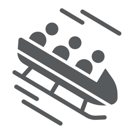 Bobsleigh glyph icon, sport and winter, bobsled sign, vector graphics, a solid pattern on a white background.のイラスト素材
