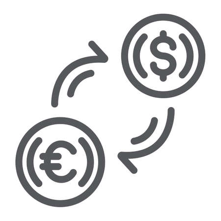 Money exchange line icon, finance and banking, currency transfer sign, vector graphics, a linear pattern on a white background.のイラスト素材