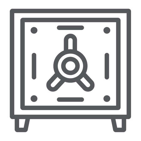 Safe deposit line icon, finance and currency, bank safe sign, vector graphics, a linear pattern on a white background.のイラスト素材
