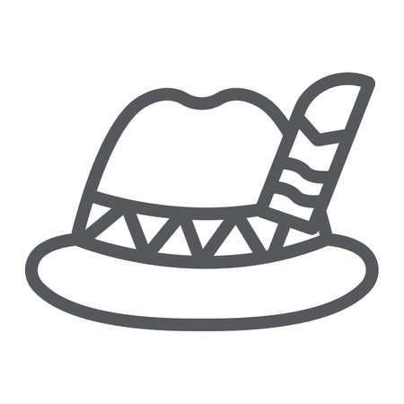 Oktoberfest hat line icon, bavarian and cap, bavaria hat sign, vector graphics, a linear pattern on a white background.のイラスト素材