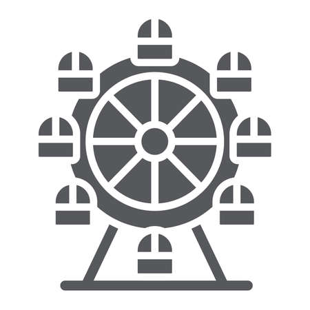 Ferris wheel glyph icon, funfair and entertainment, carousel sign, vector graphics, a solid pattern on a white background.のイラスト素材
