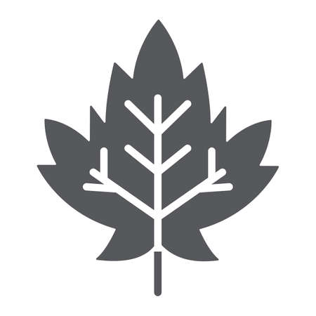 Maple leaf glyph icon, foliage and nature, autumn leaf sign, vector graphics, a solid pattern on a white background.のイラスト素材
