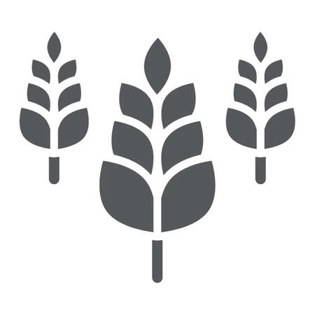 Spikelet glyph icon, farm and agriculture, wheat sign, vector graphics, a solid pattern on a white background.のイラスト素材