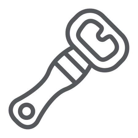 Beer opener line icon, drink and kitchenware, bottle opener sign, vector graphics, a linear pattern on a white background.のイラスト素材