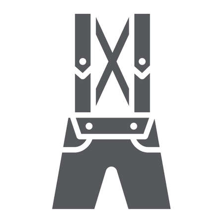 Leather trousers lederhosen glyph icon, clothes and traditional, bavarian pants sign, vector graphics, a solid pattern on a white background.のイラスト素材