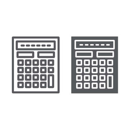 Calculator line and glyph icon, mathematics and accounting, calculate sign, vector graphics, a linear pattern on a white background.のイラスト素材