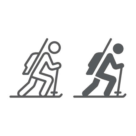 Biathlon line and glyph icon, sport and winter, skier sign, vector graphics, a linear pattern on a white background.のイラスト素材