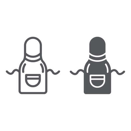 Kitchen apron line and glyph icon, wear and kitchen, chef garment sign, vector graphics, a linear pattern on a white background.のイラスト素材