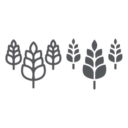 Spikelet line and glyph icon, farm and agriculture, wheat sign, vector graphics, a linear pattern on a white background.のイラスト素材