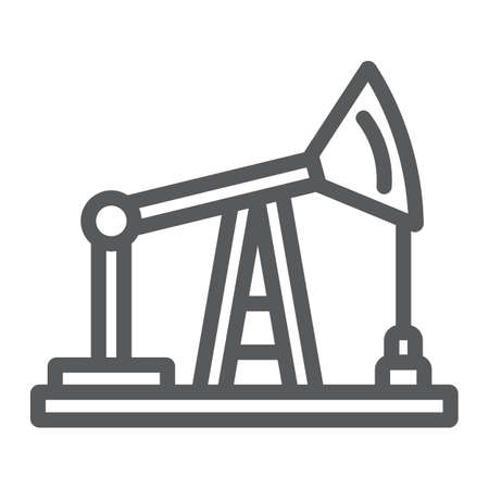 Oil pump line icon, production and industry, oil derrick sign, vector graphics, a linear pattern on a white background.のイラスト素材