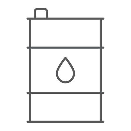 Oil barrel thin line icon, container and industry, oil tank sign, vector graphics, a linear pattern on a white background.のイラスト素材