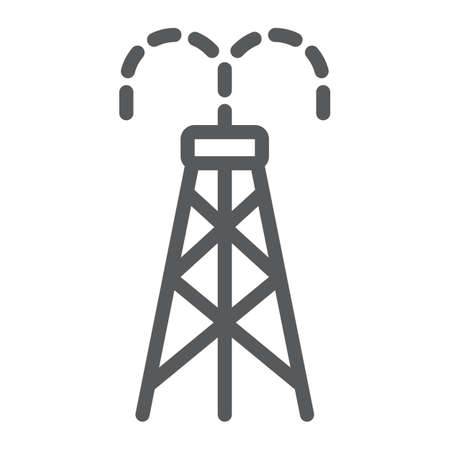 Oil derrick line icon, tower and industry, oil rig sign, vector graphics, a linear pattern on a white background.のイラスト素材