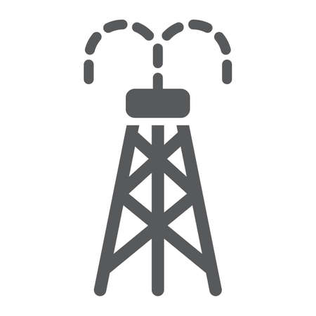 Oil derrick glyph icon, tower and industry, oil rig sign, vector graphics, a solid pattern on a white background.のイラスト素材