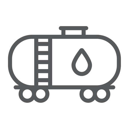 Oil tank line icon, industy and container, fuel train sign, vector graphics, a linear pattern on a white background.のイラスト素材