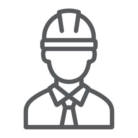 Oilman line icon, industy and man, worker sign, vector graphics, a linear pattern on a white background.のイラスト素材