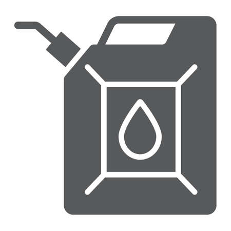 Jerrycan glyph icon, canister and container, fuel tank sign, vector graphics, a solid pattern on a white background.のイラスト素材