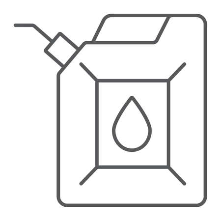 Jerrycan thin line icon, canister and container, fuel tank sign, vector graphics, a linear pattern on a white background.のイラスト素材