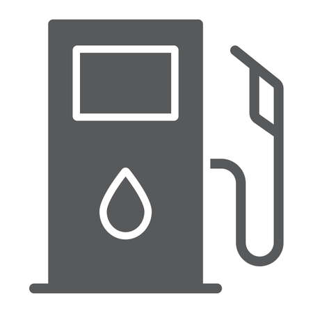 Gas station glyph icon, fuel and gasoline, filling station sign, vector graphics, a solid pattern on a white background.のイラスト素材