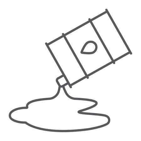 Oil spill thin line icon, fuel and storage, oil barrel sign, vector graphics, a linear pattern on a white background.のイラスト素材