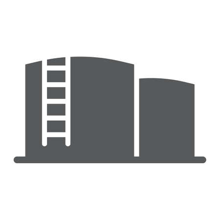 Oil storage glyph icon, fuel and industry, oil tank sign, vector graphics, a solid pattern on a white background.のイラスト素材