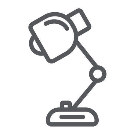 Table lamp line icon, light and electricity, desk lamp sign, vector graphics, a linear pattern on a white background.のイラスト素材