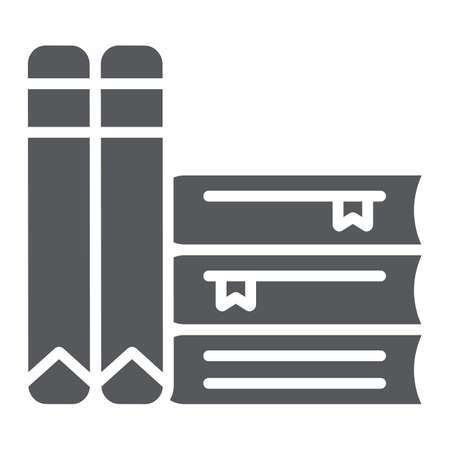 Books glyph icon, school and learning, literature sign, vector graphics, a solid pattern on a white background.のイラスト素材