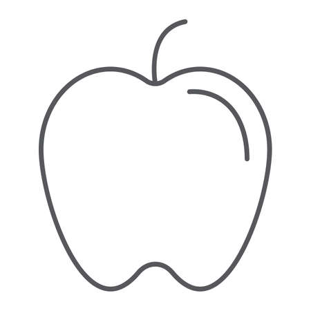 Apple thin line icon, food and vitamin, fruit sign, vector graphics, a linear pattern on a white background.のイラスト素材