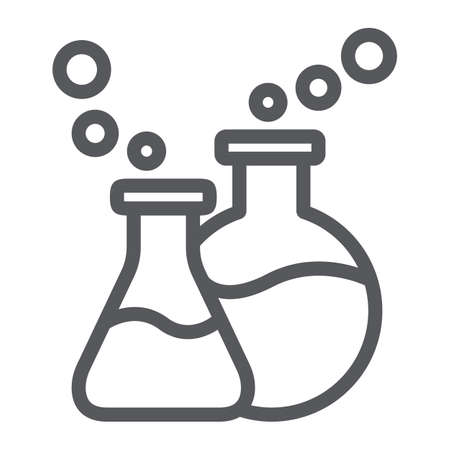 Lab glassware line icon, science and laboratory, chemical flasks sign, vector graphics, a linear pattern on a white background.のイラスト素材