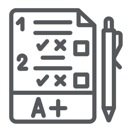 Exam line icon, questionnaire and form, task sign, vector graphics, a linear pattern on a white background.のイラスト素材