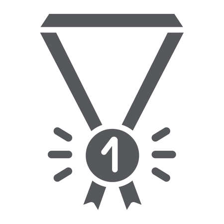 Medal glyph icon, badge and award, first place prize sign, vector graphics, a solid pattern on a white background.のイラスト素材