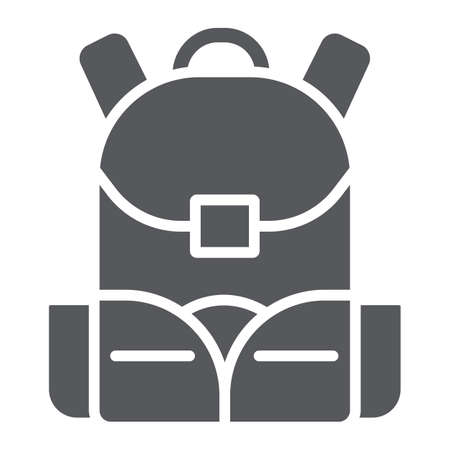 Schoolbag glyph icon, rucksack and bag, backpack sign, vector graphics, a solid pattern on a white background.のイラスト素材