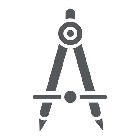 School compass glyph icon, architect and drafting, engineering equipment sign, vector graphics, a solid pattern on a white background.のイラスト素材