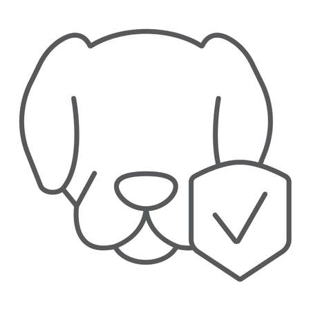 Animal insurance thin line icon, protection and pets, dog protect sign, vector graphics, a linear pattern on a white background.のイラスト素材