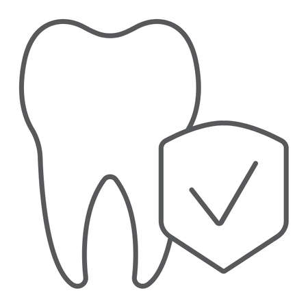 Dental insurance thin line icon, medical and health, dental care sign, vector graphics, a linear pattern on a white background.のイラスト素材