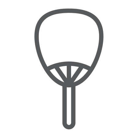 Uchiwa line icon, asian and accessories, japanese fan sign, vector graphics, a linear pattern on a white background.のイラスト素材