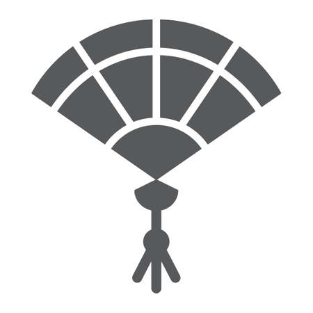 Hand fan glyph icon, japan and asian, sensu accessory sign, vector graphics, a solid pattern on a white background.のイラスト素材