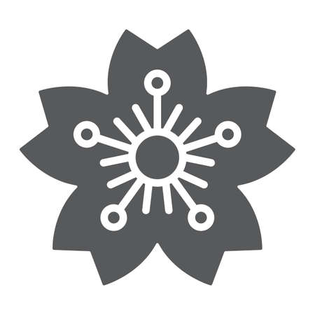 Sakura glyph icon, japan and flower, cherry blossom sign, vector graphics, a solid pattern on a white background.のイラスト素材