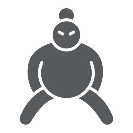 Sumo glyph icon, asian and character, japanese wrestler sign, vector graphics, a solid pattern on a white background.のイラスト素材
