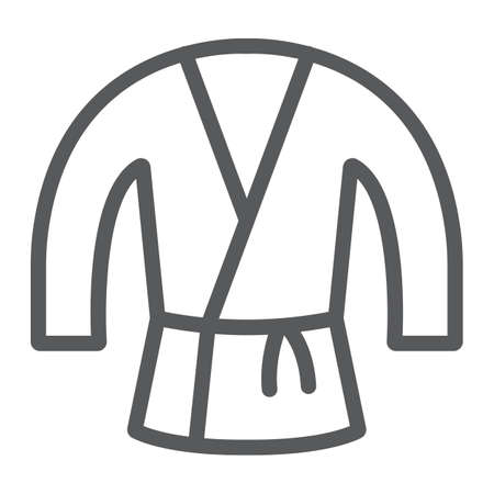 Japanese kimono line icon, asian and clothes, japan costume sign, vector graphics, a linear pattern on a white background.のイラスト素材