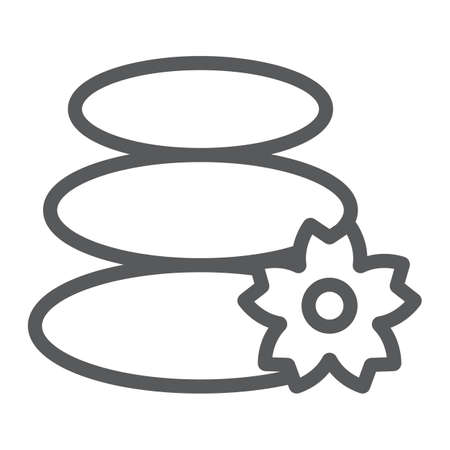 Japanese stones line icon, asian and balance, hot stones sign, vector graphics, a linear pattern on a white background.のイラスト素材