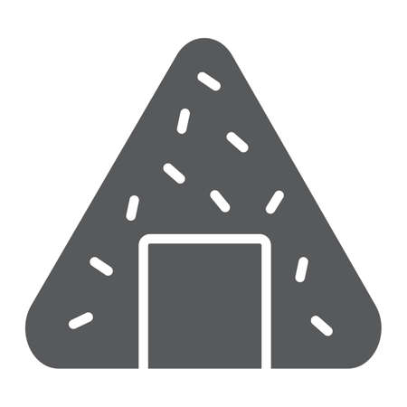 Onigiri glyph icon, asian and food, japanese meal sign, vector graphics, a solid pattern on a white background.のイラスト素材